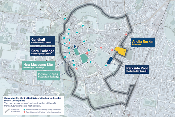 Map of the proposed city centre heat network