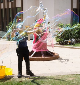 Child with a giant bubble