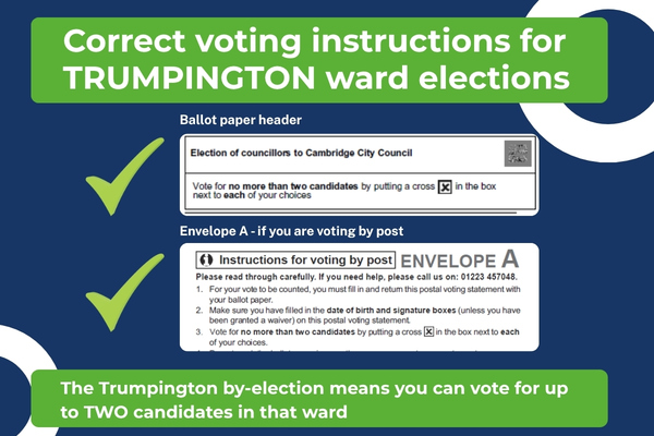 Voting instructions for Trumpington ward elections