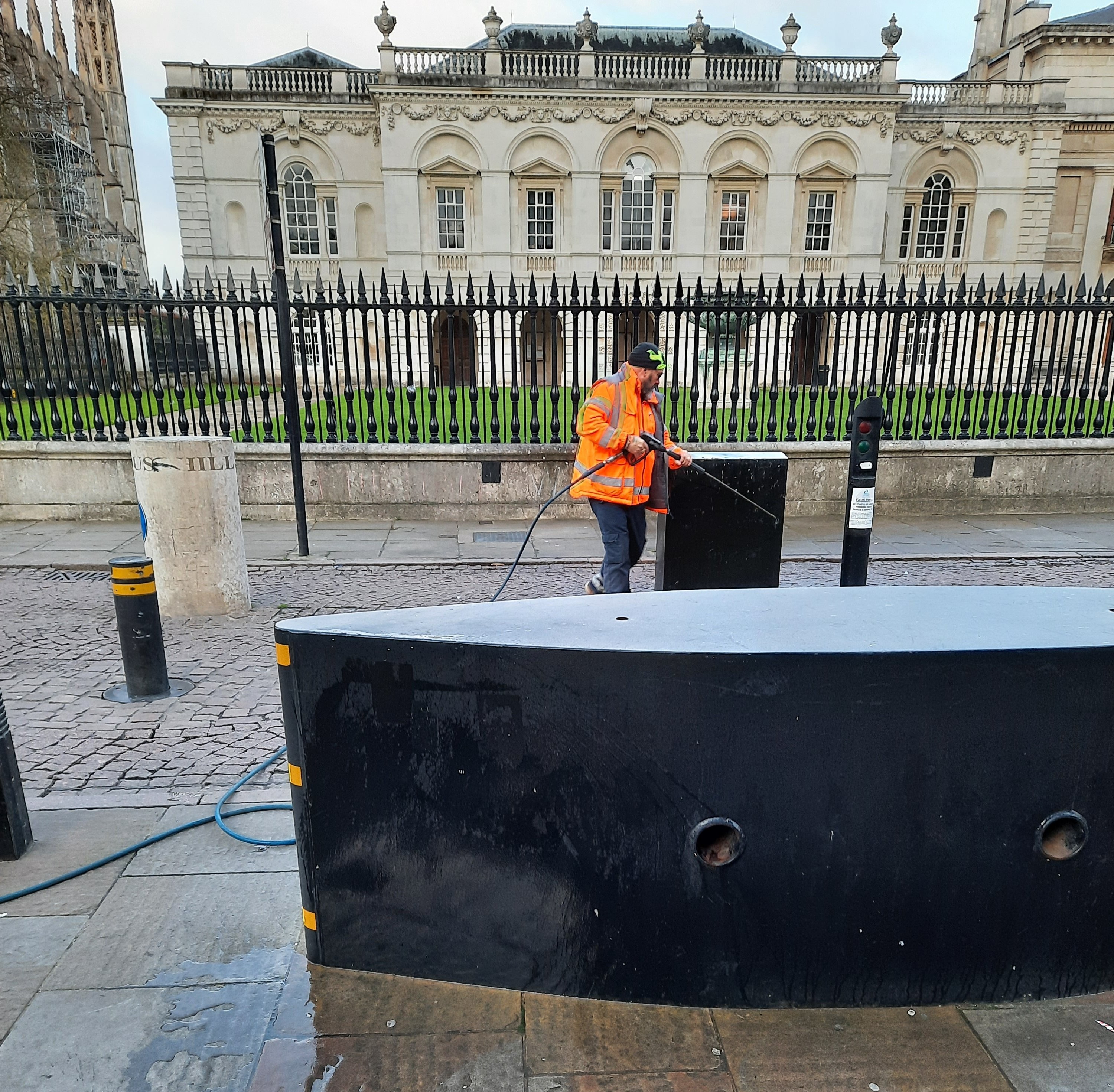 Street cleaning near Kings College Cambridge