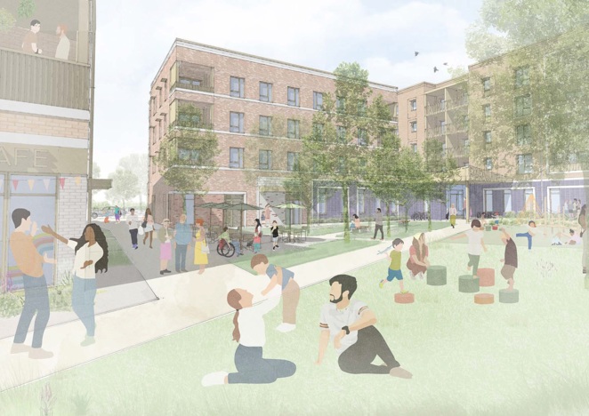 Artist impression of new green space at East Barnwell