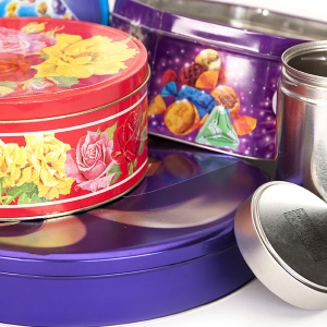 Metal food tins - chocolate, biscuit and coffee