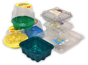 Plastic fruit punnets and food trays