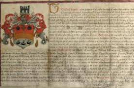 1527 charter giving the city coat of arms