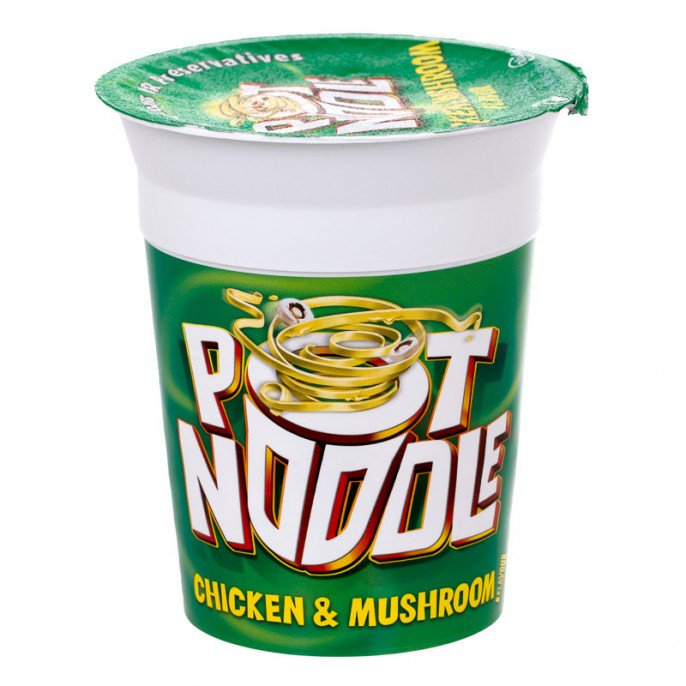 Plastic instant noodle pot (e.g. Pot Noodle)