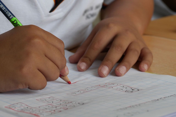 Child doing maths schoolwork