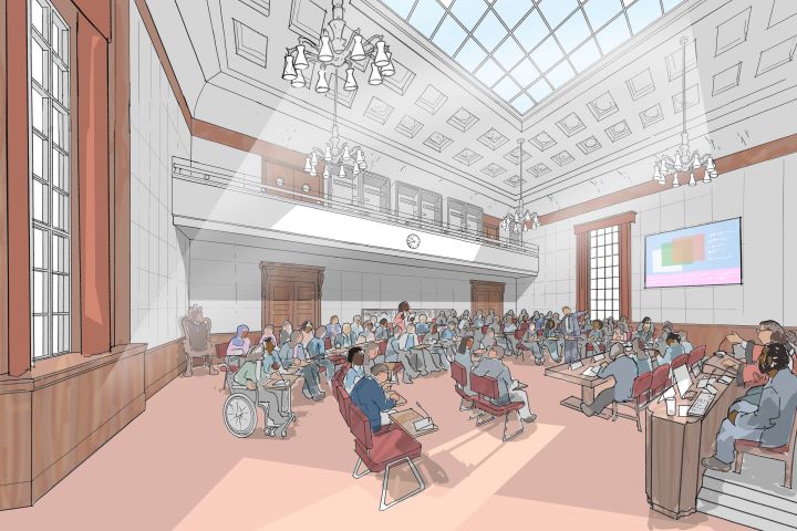 An artist's impression of how the Council Chamber might look