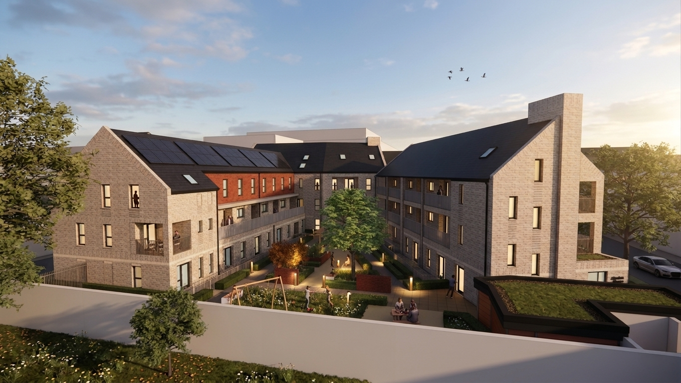 A computer generated image showing how the new homes will look
