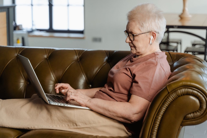 Older woman using a laptop computer