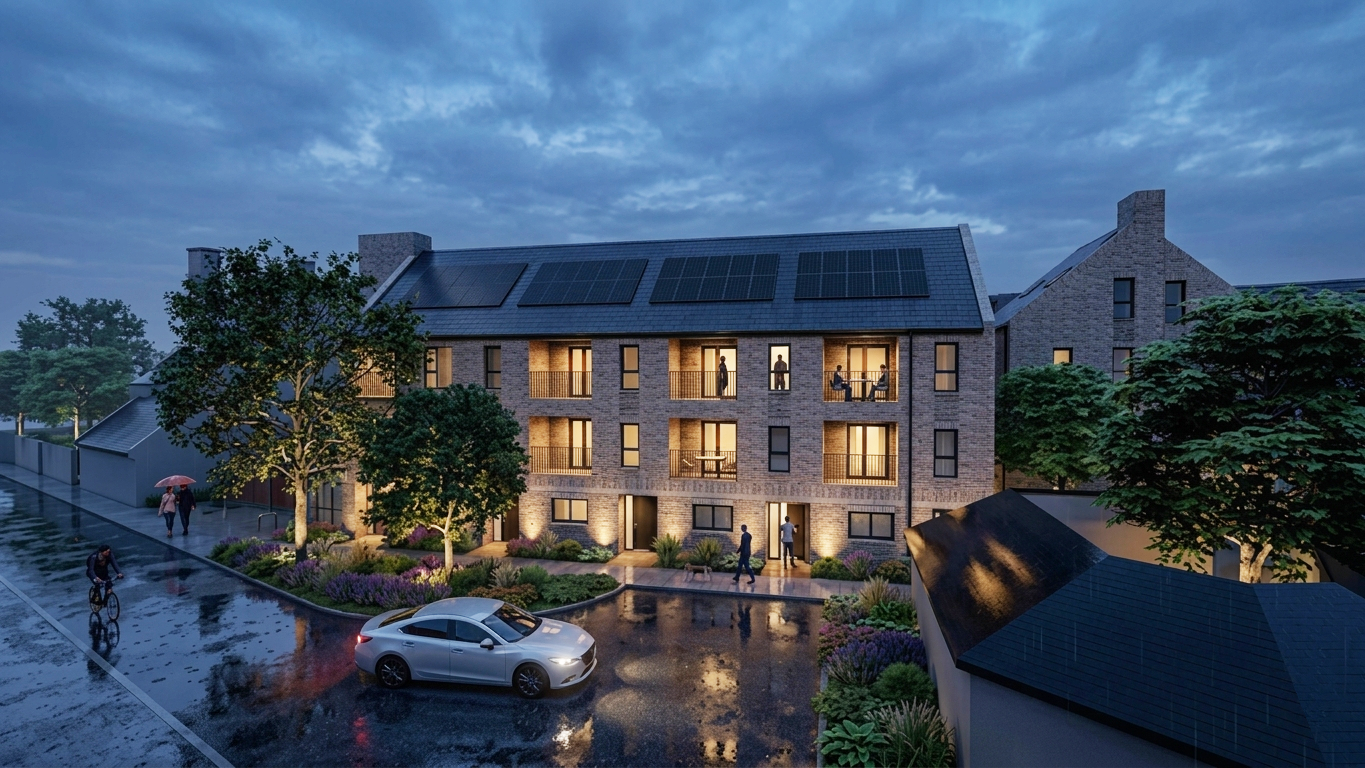 Computer generated image of how the new homes will look