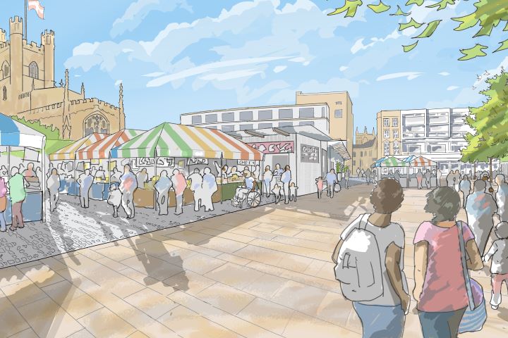 An artist's impression of how the market square might look