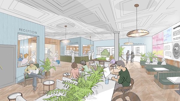 Illustration of cafe space in the Guildhall for public use
