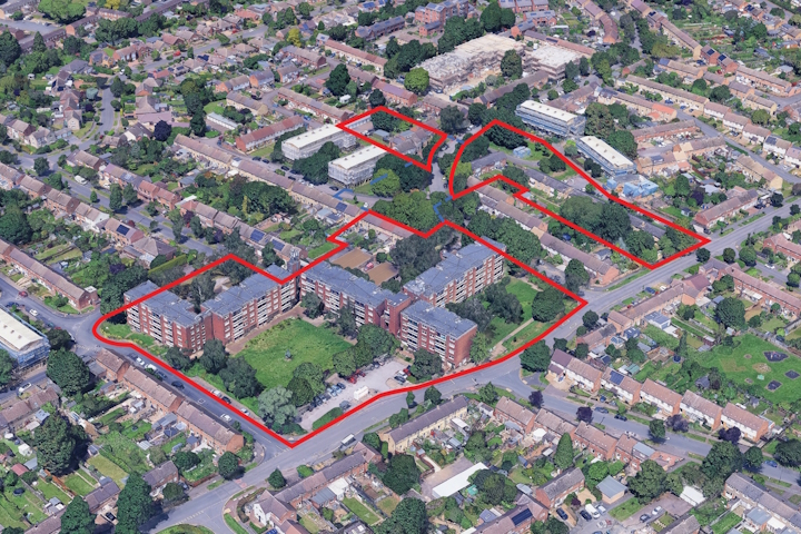 Aerial photo showing the area of the proposed Kingsway development