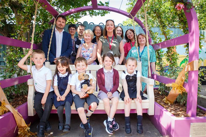 The Swing Bench with Flowers at Shirley Primary School