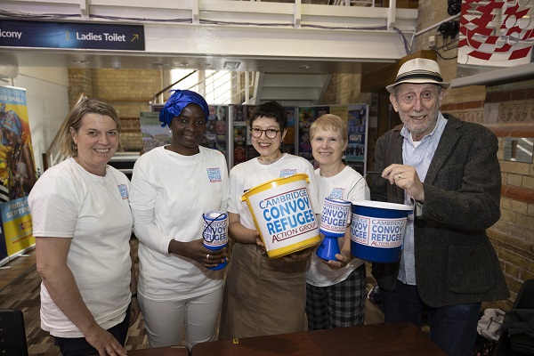 Fundraisers for the two charities with collection buckets